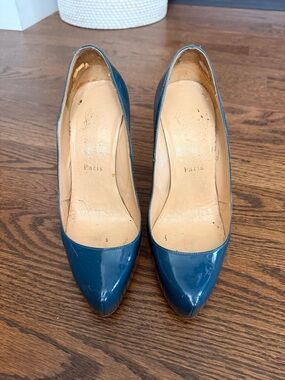 Authentic Christian Louboutin Blue Patent Leather Pumps